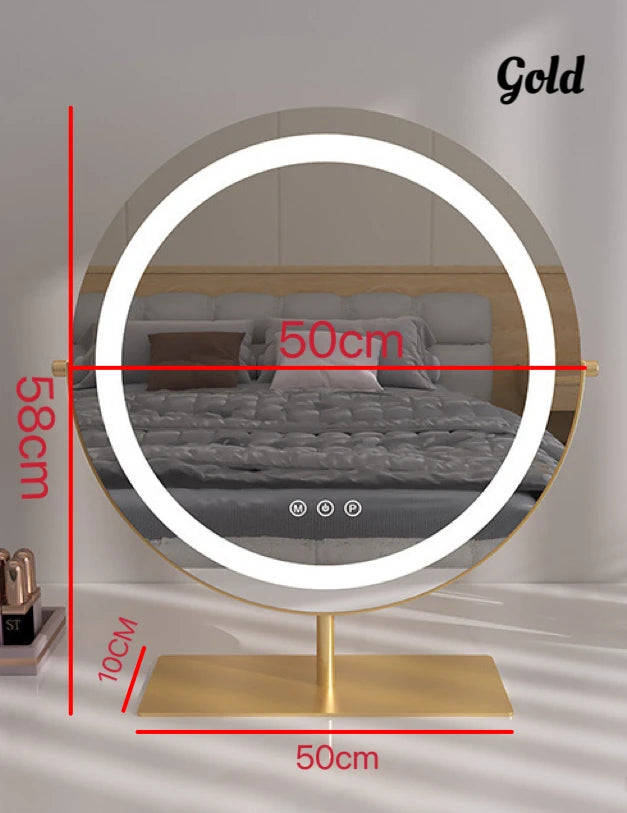 Vanity Makeup Mirror with Lights Three Color Lighting Modes Free 15X Magnification Mirror Smart Touch Control 360° Rotation