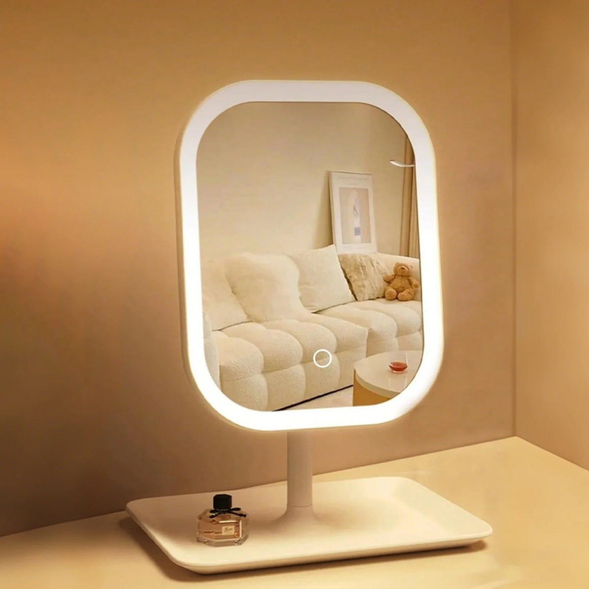 Vanity Makeup Mirror with Light, 3 Lights Color Portable Compact Travel Cosmetic Mirror Gifts Rechargeable Rotation Adjustment