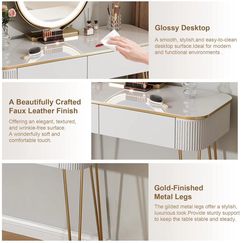 Small Makeup Vanity with Mirror and Lights for Bedroom
