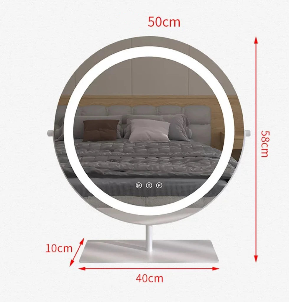 Vanity Makeup Mirror with Lights Three Color Lighting Modes Free 15X Magnification Mirror Smart Touch Control 360° Rotation