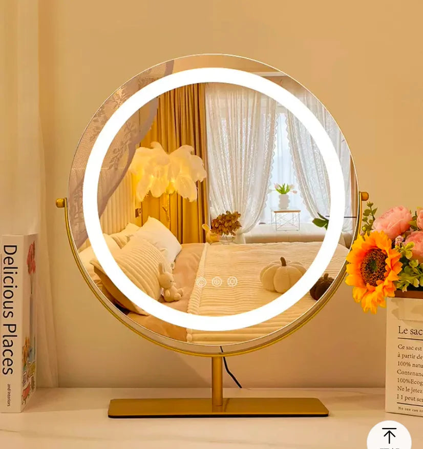 Vanity Makeup Mirror with Lights Three Color Lighting Modes Free 15X Magnification Mirror Smart Touch Control 360° Rotation