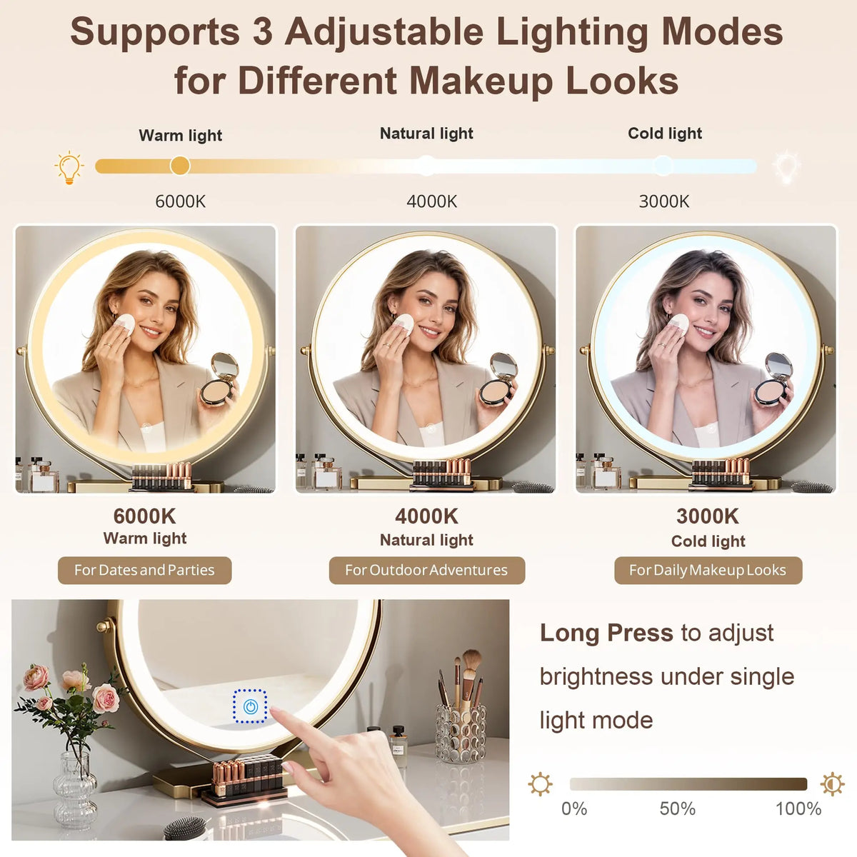 Small Makeup Vanity with Mirror and Lights for Bedroom