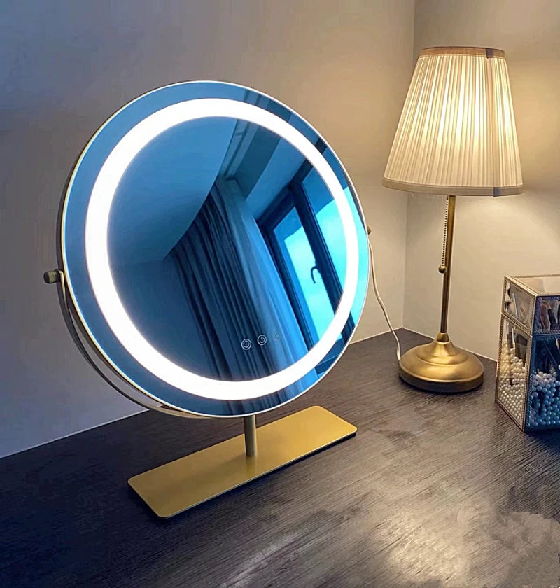 Vanity Makeup Mirror with Lights Three Color Lighting Modes Free 15X Magnification Mirror Smart Touch Control 360° Rotation