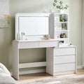 Vanity Desk with Mirror and Lights, 50” Modren Makeup Vanity with 35.43" Mirror and 5 Drawers, Makeup Table with
