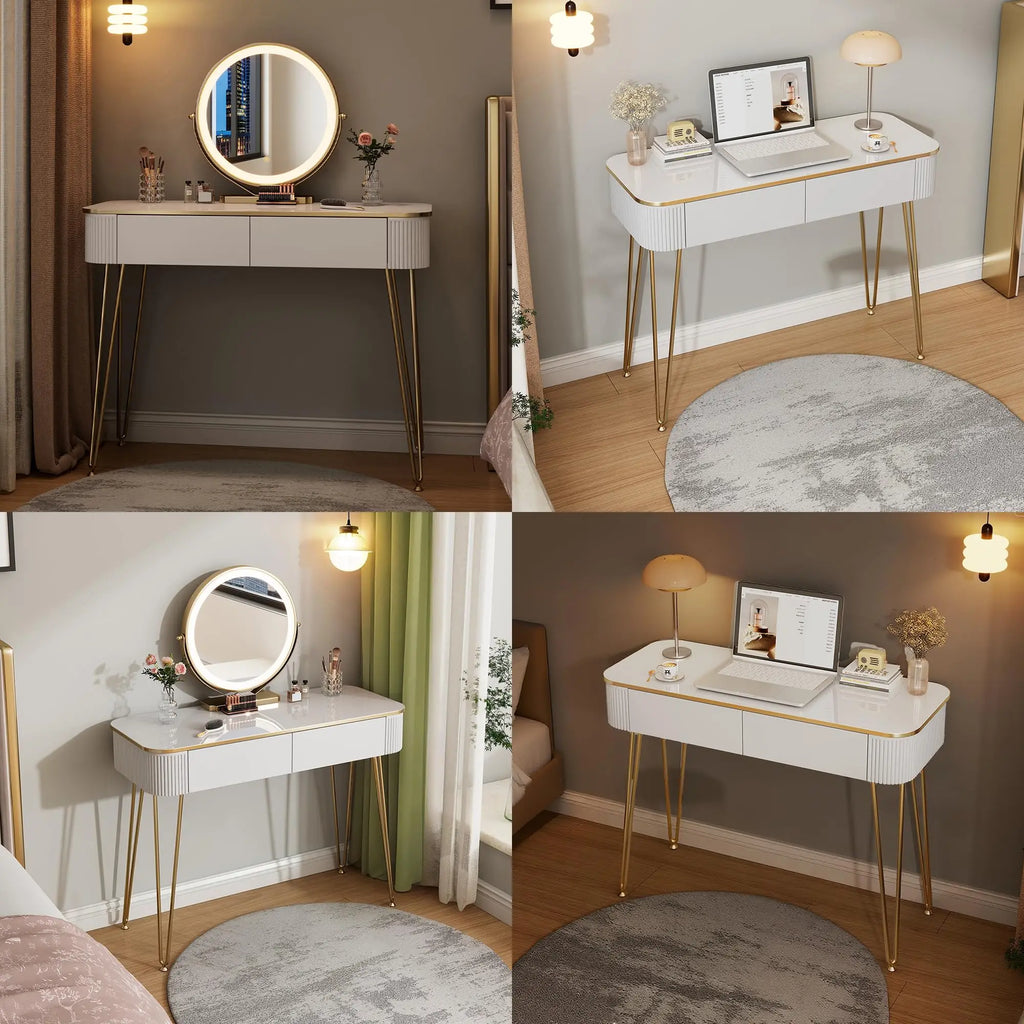 Small Makeup Vanity with Mirror and Lights for Bedroom