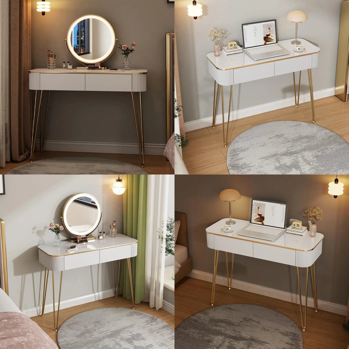 Small Makeup Vanity with Mirror and Lights for Bedroom