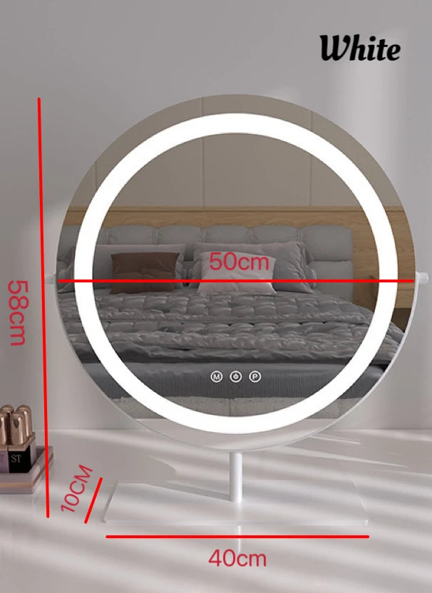 Vanity Makeup Mirror with Lights Three Color Lighting Modes Free 15X Magnification Mirror Smart Touch Control 360° Rotation