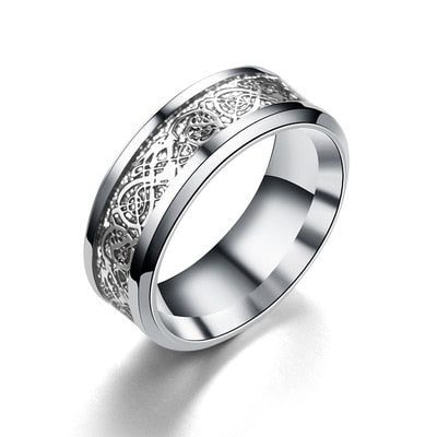 Stainless Steel Wedding Band Dragon Ring
