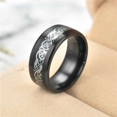 Stainless Steel Wedding Band Dragon Ring