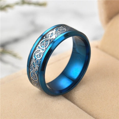 Stainless Steel Wedding Band Dragon Ring
