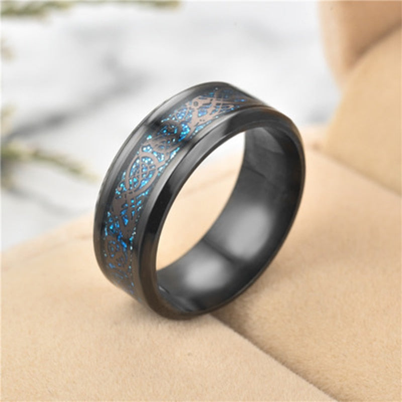 Stainless Steel Wedding Band Dragon Ring
