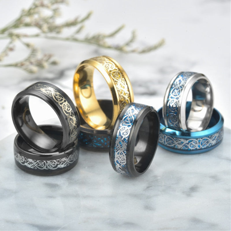 Stainless Steel Wedding Band Dragon Ring