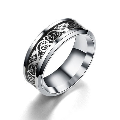Stainless Steel Wedding Band Dragon Ring