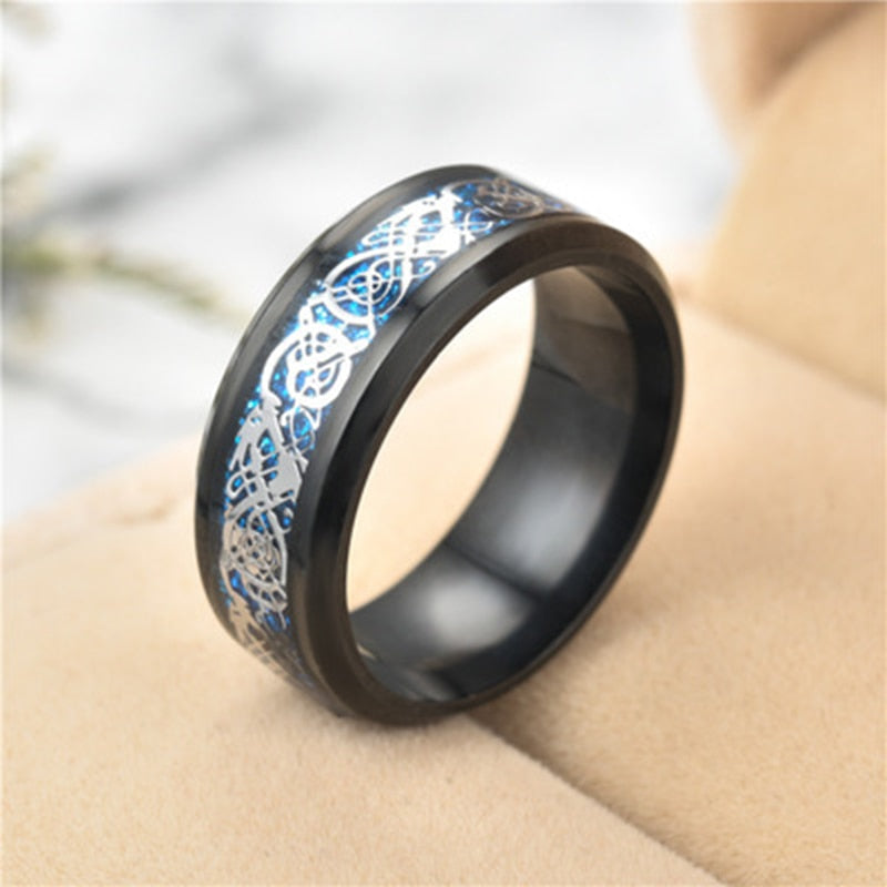 Stainless Steel Wedding Band Dragon Ring