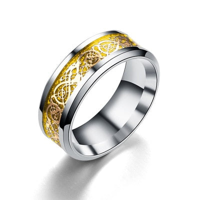 Stainless Steel Wedding Band Dragon Ring