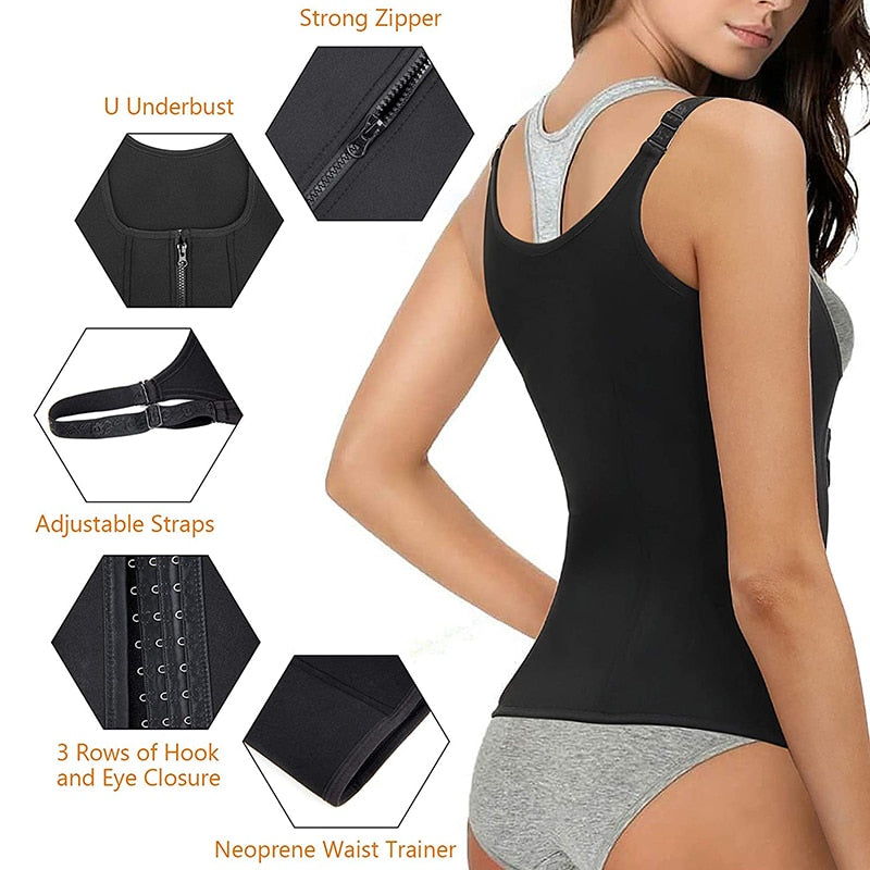 Women's Waist Trainer Corset Zipper Vest