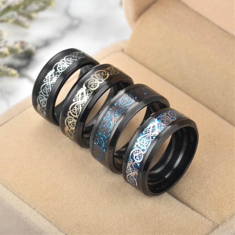 Stainless Steel Wedding Band Dragon Ring